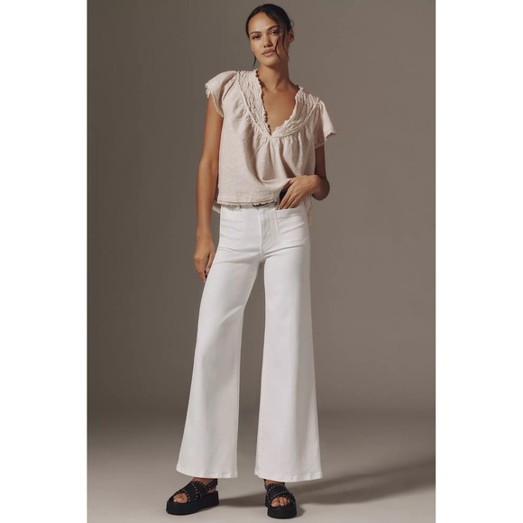 FRAME Denim - FRAME Le Slim Palazzo Modernist Pocket High-Rise Wide-Leg Jeans White 31 NWT